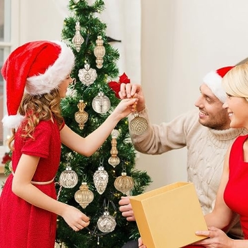 Elegant 12 Pcs Mercury Glass Christmas Ornaments Set