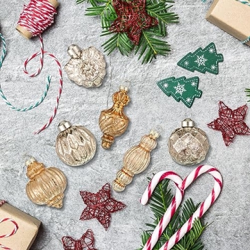 Elegant 12 Pcs Mercury Glass Christmas Ornaments Set