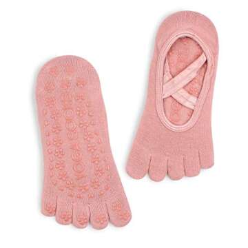 Yoga Five Toe Socks Half Toe Socks For Women Pilates, Fitness, Dance, Indoor Exercises with Anti-Skid Grips, Toe Socks 3colors(xa), One Size