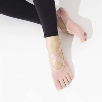 Yoga Five Toe Socks Half Toe Socks For Women Pilates, Fitness, Dance, Indoor Exercises with Anti-Skid Grips, Toe Socks 3colors(xa), One Size