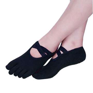 Yoga Five Toe Socks Half Toe Socks For Women Pilates, Fitness, Dance, Indoor Exercises with Anti-Skid Grips, Toe Socks 3colors(xa), One Size