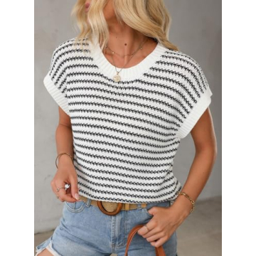 EVALESS Women's Spring Striped Sweater Vest for Stylish Comfort