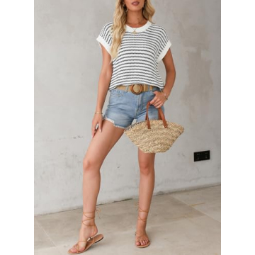 EVALESS Women's Spring Striped Sweater Vest for Stylish Comfort