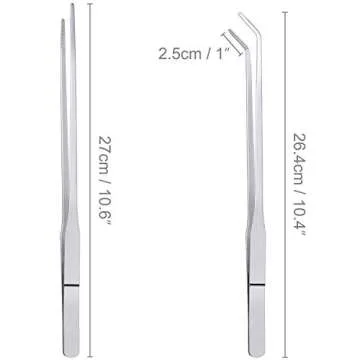 3 Pcs Aquarium Tweezers, Stainless Steel Feeding Tongs Straight and Curved Tweezers Set Long Handle ...