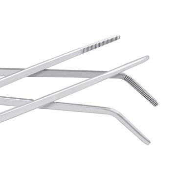 3 Pcs Aquarium Tweezers, Stainless Steel Feeding Tongs Straight and Curved Tweezers Set Long Handle Reptile Feeding Tongs for Aquatic Plants Lizards Spider Snakes