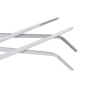 3 Pcs Aquarium Tweezers, Stainless Steel Feeding Tongs Straight and Curved Tweezers Set Long Handle Reptile Feeding Tongs for Aquatic Plants Lizards Spider Snakes