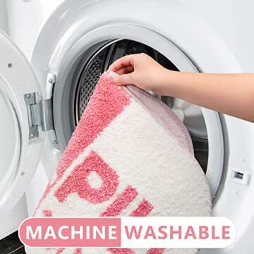 RORA Funny Cute Chill Pill Bath Mat Small Pink Bathroom Rugs Preppy Bathroom Decor Aesthetic Bath Rug Non Slip Washable Water Absorbent