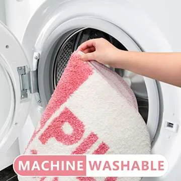 RORA Funny Cute Chill Pill Bath Mat Small Pink Bathroom Rugs Preppy Bathroom Decor Aesthetic Bath Rug Non Slip Washable Water Absorbent