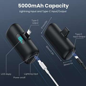 [2-Pack] Mini Portable Charger 5000mAh Power Bank,3A PD USB C Cell Phone Portable Power, LCD Display Battery Pack Compatible with iPhone 16/15/15 plus/15 pro/15 pro Max/Android/Samsung/Moto/LG etc