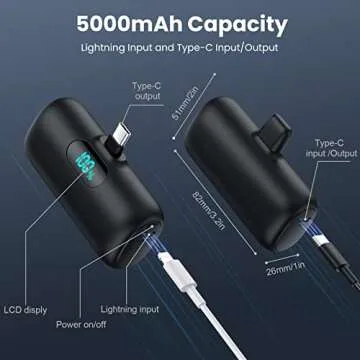 [2-Pack] Mini Portable Charger 5000mAh Power Bank,3A PD USB C Cell Phone Portable Power, LCD Display Battery Pack Compatible with iPhone 16/15/15 plus/15 pro/15 pro Max/Android/Samsung/Moto/LG etc