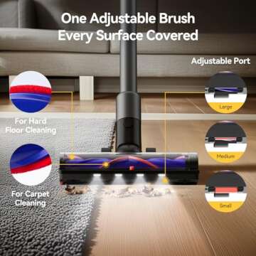 Vacuum Cleaners for Home, Anti-Tangle Cordless Stick Vacuum Cleaner Up to 45 Minutes with HEPA Filter, 240W Wireless Rechargeable Portable Vacuum for Household Pet Hair Carpet Hardwood Tile Couch Bed