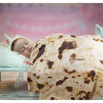 Admitrack Tortilla Envelop Blanket,Burritos Round Envelop Blanket,Tortilla Throw Blanket,Funny Realistic Food Round Blanket,Novelty Burritos Throw Blanket for Adults&Kids (Double Sided)
