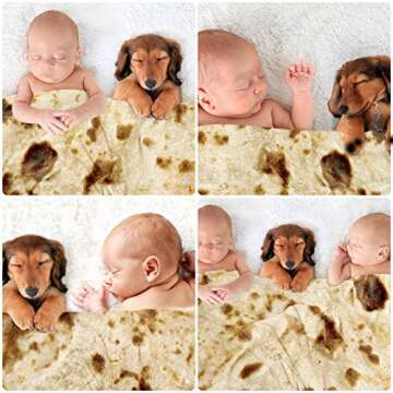 Admitrack Tortilla Envelop Blanket,Burritos Round Envelop Blanket,Tortilla Throw Blanket,Funny Realistic Food Round Blanket,Novelty Burritos Throw Blanket for Adults&Kids (Double Sided)