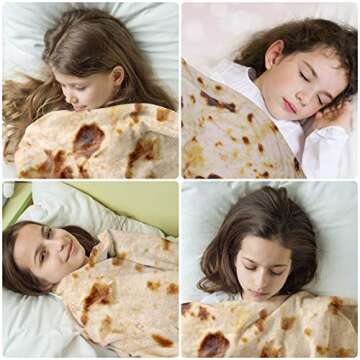 Admitrack Tortilla Envelop Blanket,Burritos Round Envelop Blanket,Tortilla Throw Blanket,Funny Realistic Food Round Blanket,Novelty Burritos Throw Blanket for Adults&Kids (Double Sided)