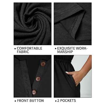 Holipick Women's Plus Size Summer Dresses for Women Casual Dress with Pockets A-Line Swing Button Down Sleeveless V Neck Black