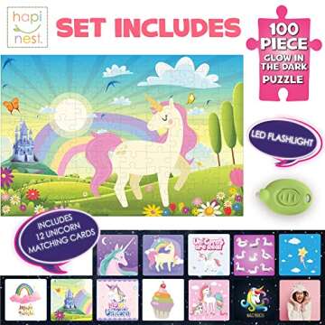 Hapinest 100 Piece Unicorn Puzzle Glow-in-The-Dark for Kids