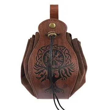 HiiFeuer Medieval Faux Leather Pouch for LARP and Daily Use
