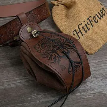 HiiFeuer Medieval Faux Leather Pouch for LARP and Daily Use