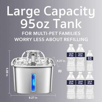 Veken Stainless Steel Pet Fountain Award Winner, 95oz Large Capacity