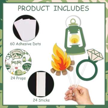 Balterever 24PCS Camp Bachelorette Photo Booth Props Camping Bachelorette Party Decoration Cabin Glamping Mountain Lake Hiking Bachelorette Party Favor for Bridal Shower Wedding Engagement Party Decor