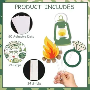 Balterever 24PCS Camp Bachelorette Photo Booth Props Camping Bachelorette Party Decoration Cabin Glamping Mountain Lake Hiking Bachelorette Party Favor for Bridal Shower Wedding Engagement Party Decor