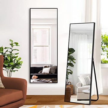 PexFix Full Body Mirror - 43"×16" with Black Aluminum Frame for Stylish Decor