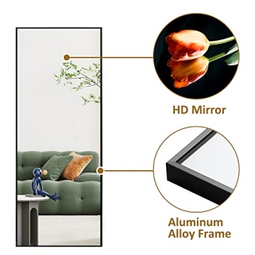 PexFix Full Body Mirror with Black Frame, 43"×16"