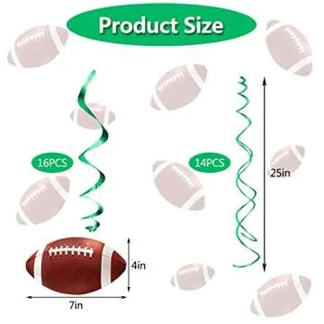 FRIDAY NIGHT Super Football Bowl 30pcs Hanging Swirl Decorations for Touchdown Sports Theme Party Ga...