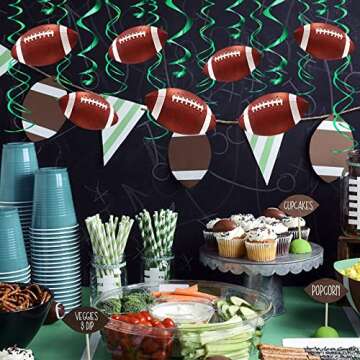 FRIDAY NIGHT Super Football Bowl 30pcs Hanging Swirl Decorations for Touchdown Sports Theme Party Game Day Birthday Supplies
