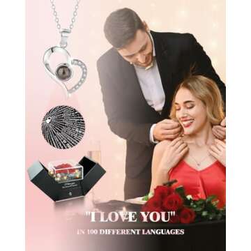 Stunning Preserved Rose with Heart Necklace Gift Set