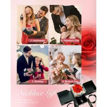 Stunning Preserved Rose with Heart Necklace Gift Set