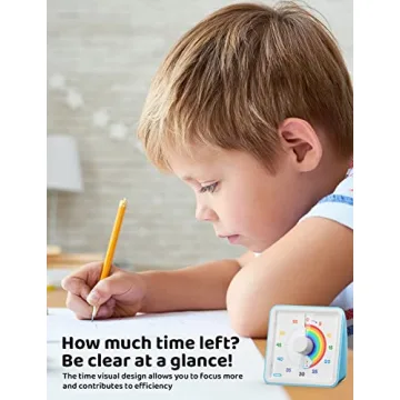 LIORQUE 60 Minute Countdown Timer for Kids in Rainbow Design