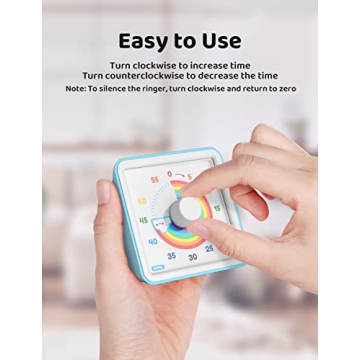 LIORQUE 60 Minute Countdown Timer for Kids in Rainbow Design