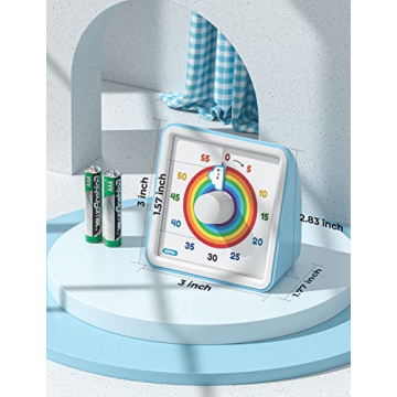 LIORQUE 60 Minute Countdown Timer for Kids in Rainbow Design