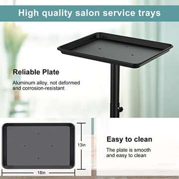 Adjustable Salon Tray on Wheels - Durable and Mobile