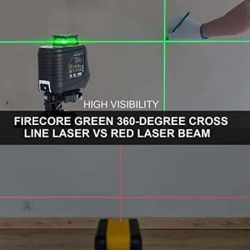 Firecore Laser Level 360 Self Leveling Green Beam with Bracket & Pouch