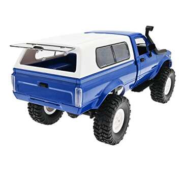 The perseids RC Rock Crawler WPL C24 RTR 1/16 Pickup Trucks Blue with LED Lights 2.4Ghz 4x4 Off-Road RC Semi Trucks All Terrain Car, RC Crawler Remote Control Truck for Adults