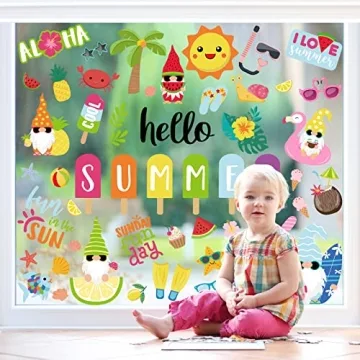 Vibrant Summer Window Clings for Fun Family Decor