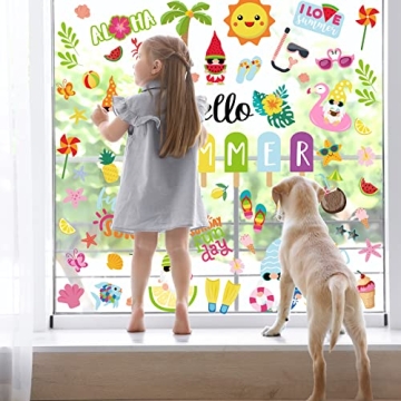 Vibrant Summer Window Clings for Fun Family Decor