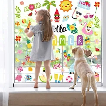 Vibrant Summer Window Clings for Fun Family Decor