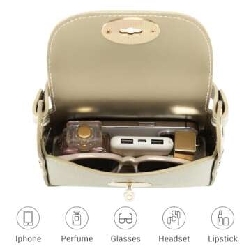 VONMAY Women Small Crossbody Bag Studded Evening Bags Clutch Purse Satchel Handbag for Wedding/Prom/Cocktail Party (Gold)