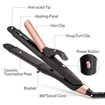 AmoVee Travel Curling Iron & Straightener, Dual Voltage
