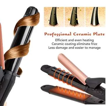 AmoVee Travel Curling Iron & Straightener, Dual Voltage