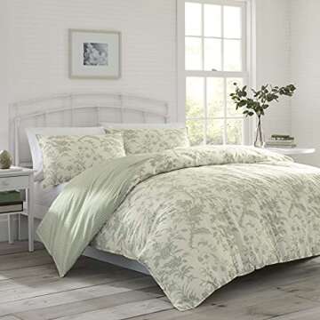 Laura Ashley Home - Queen Duvet Cover Set, Reversible Cotton Bedding, Includes Matching Shams with B...