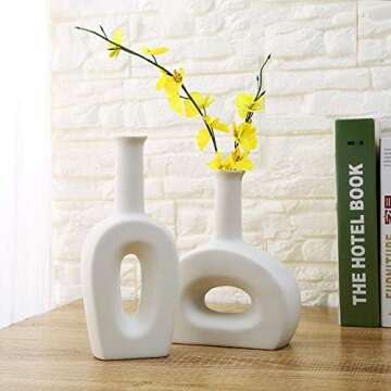 ANDING White Ceramic Vase - Elegant Design - Gifts for Friends and Family, Weddings, Desktop Center ...