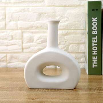 ANDING White Ceramic Vase - Elegant Design - Gifts for Friends and Family, Weddings, Desktop Center Vases, Perfect Home Decor Vases (Small)