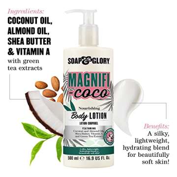 Soap & Glory Magnifi-Coco Body Lotion - Coconut Body Moisturizer with Vitamin A, Shea Butter & Rose ...