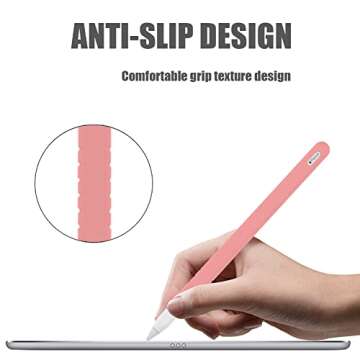 YINVA Grip Holder Case Compatible with Apple Pencil Pro/ 2nd Generation, Sleeve Cover Skin Accessories Compatible with iPad Pencil 2 Gen with Nib Cap (Pink)
