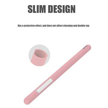 YINVA Grip Holder Case Compatible with Apple Pencil Pro/ 2nd Generation, Sleeve Cover Skin Accessories Compatible with iPad Pencil 2 Gen with Nib Cap (Pink)