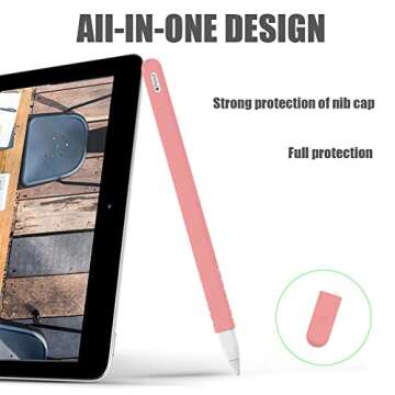 YINVA Grip Holder Case Compatible with Apple Pencil Pro/ 2nd Generation, Sleeve Cover Skin Accessories Compatible with iPad Pencil 2 Gen with Nib Cap (Pink)